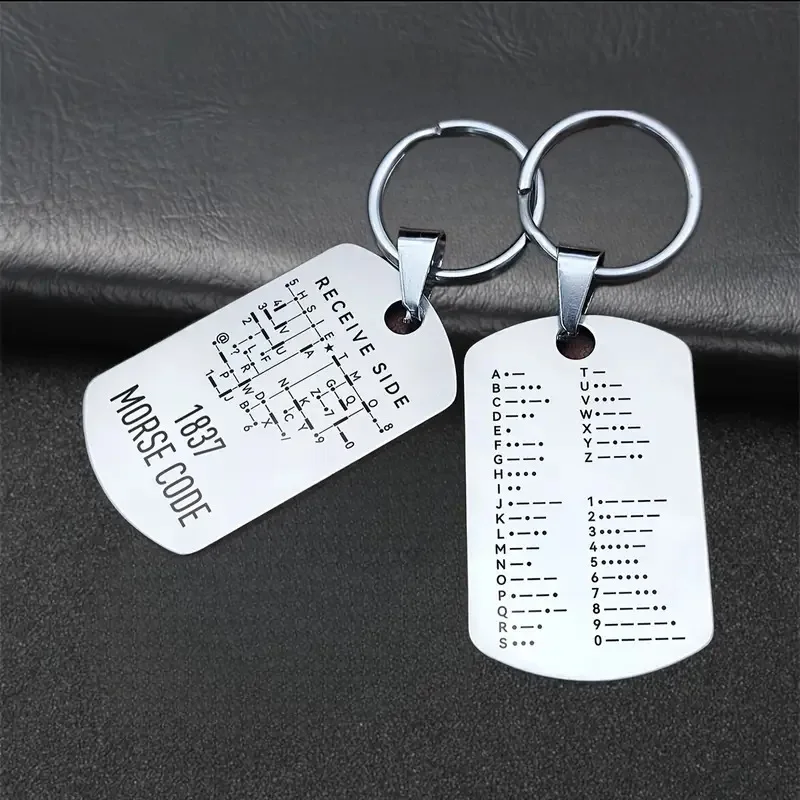 Stainless Steel Morse Code Keychain Double-Sided Alphanumeric Tag Educational Car Pendant Gift for Radio Amateurs Unisex image 4