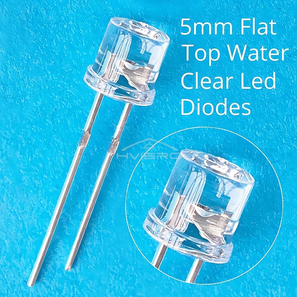 10PCS 5mm Flat Top Emitting Diode LED Lighting Wide Angle Ultra Bright Bulbs White Yellow Decoration Billboard Atmosphere Lamps