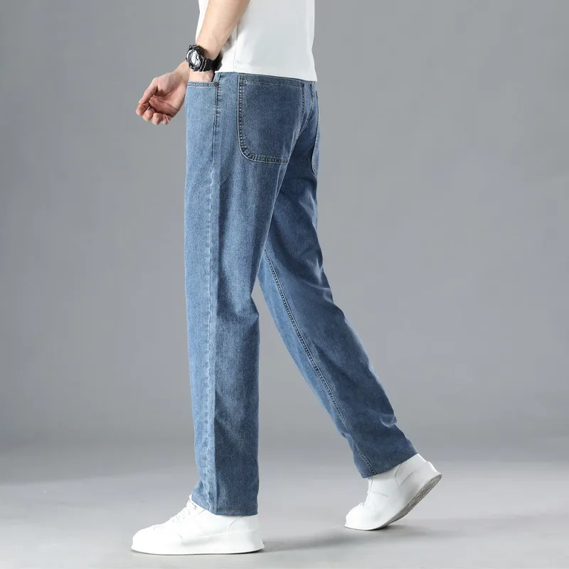 Extra Large 56,54 Oversize Jeans Big Size Men Trouser Plus Size Pants Men Loose Straight Spring Autumn Thin Elastic Father Pants