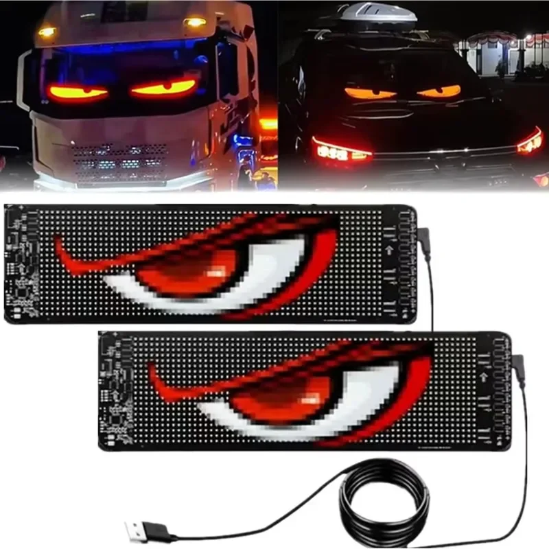 Car Led Signs Lights Devil Eyes Light for Truck Taxi Windshield Glow LED Sign Eye Lights Flexible LED Display Screen