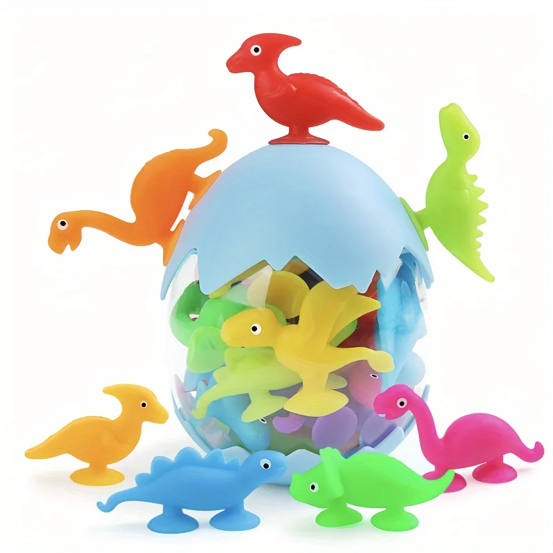 Dinossauro Cor e Número Reconhecimento Toy Set, Brinquedos de Sucção, Montessori Inspirado Correspondência Brinquedo Educativo, 20Pcs