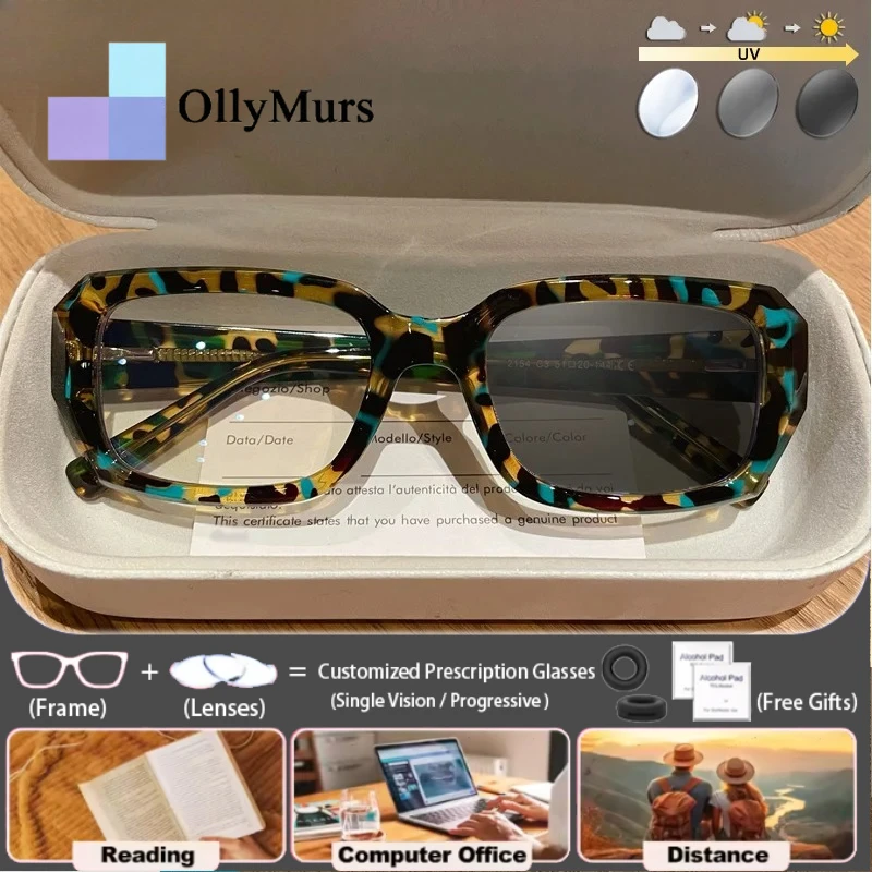 

Винтажные женские фотохромные оптические очки Ollymurs прямоугольной формы в повседневном стиле, с защитой от синего света, для чтения, с диоптриями