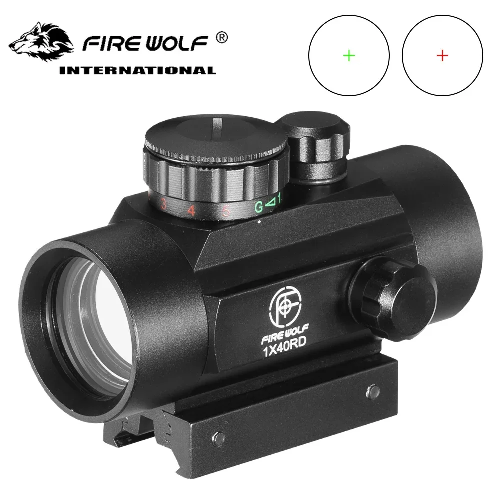 Fire Wolf 1x40 Red Dot Red Green Crosshair 11mm/20mm Hunting Scope Tactical Holographic Mounted Optical Scope Rifle Scope