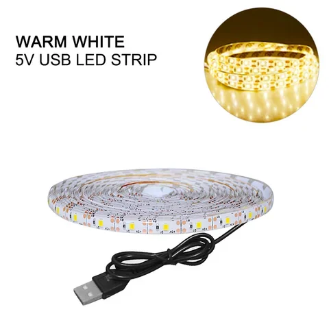 Tira de luces LED con Sensor de movimiento PIR para armario de cocina, cinta de luz de fondo para PC y TV, 5V, USB, 2835 SMD