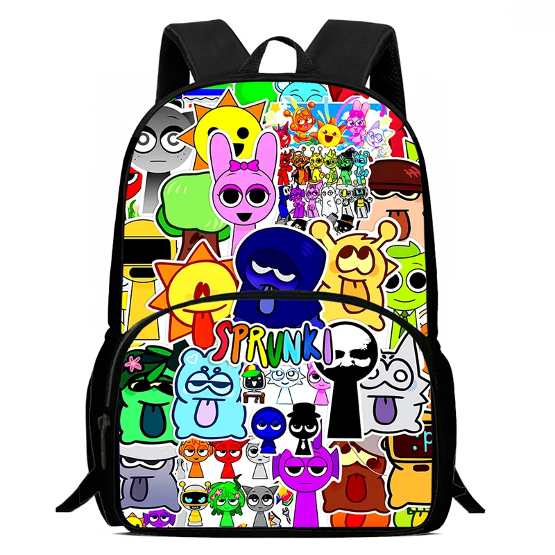 Kids Backpack Sprunki Boys Girls Rhythm Student Birthday Gift Box Kids Backpack Large capacity camping durable backpack