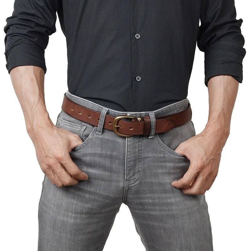 Handcrafted top-grain leather men's belt versatile and casual new for men