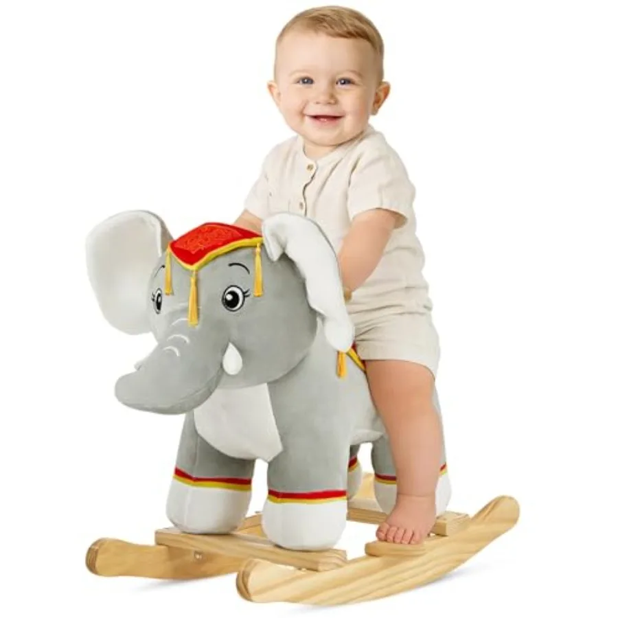 

Elephant Baby Rocking Horse for Toddlers 1-3 Years, Cute and Graceful Gray Thai Elephant Rocker for Baby, Stuffed Plush Ride-on