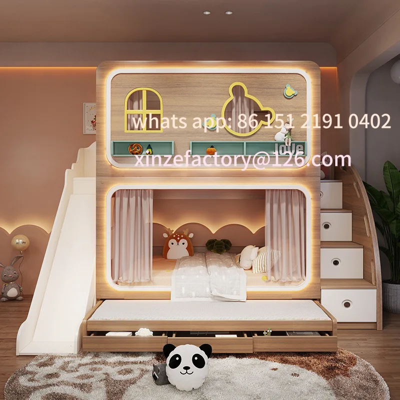 

Customizable children's bed bed male and female bunk beds siblings high and low children and mothers on and off the bed