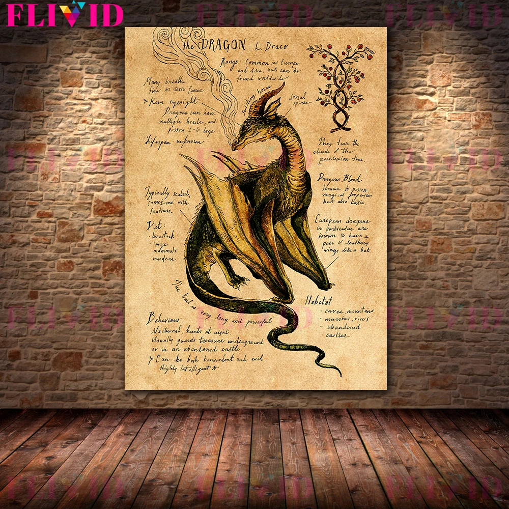 Dementor، Dragon، Basilisk جدار الفن قماش اللوحة الزخرفية رمادي الذئب، فينيكس، ملصق يونيكورن الرئيسي وطباعة ديكور غير المؤطرة