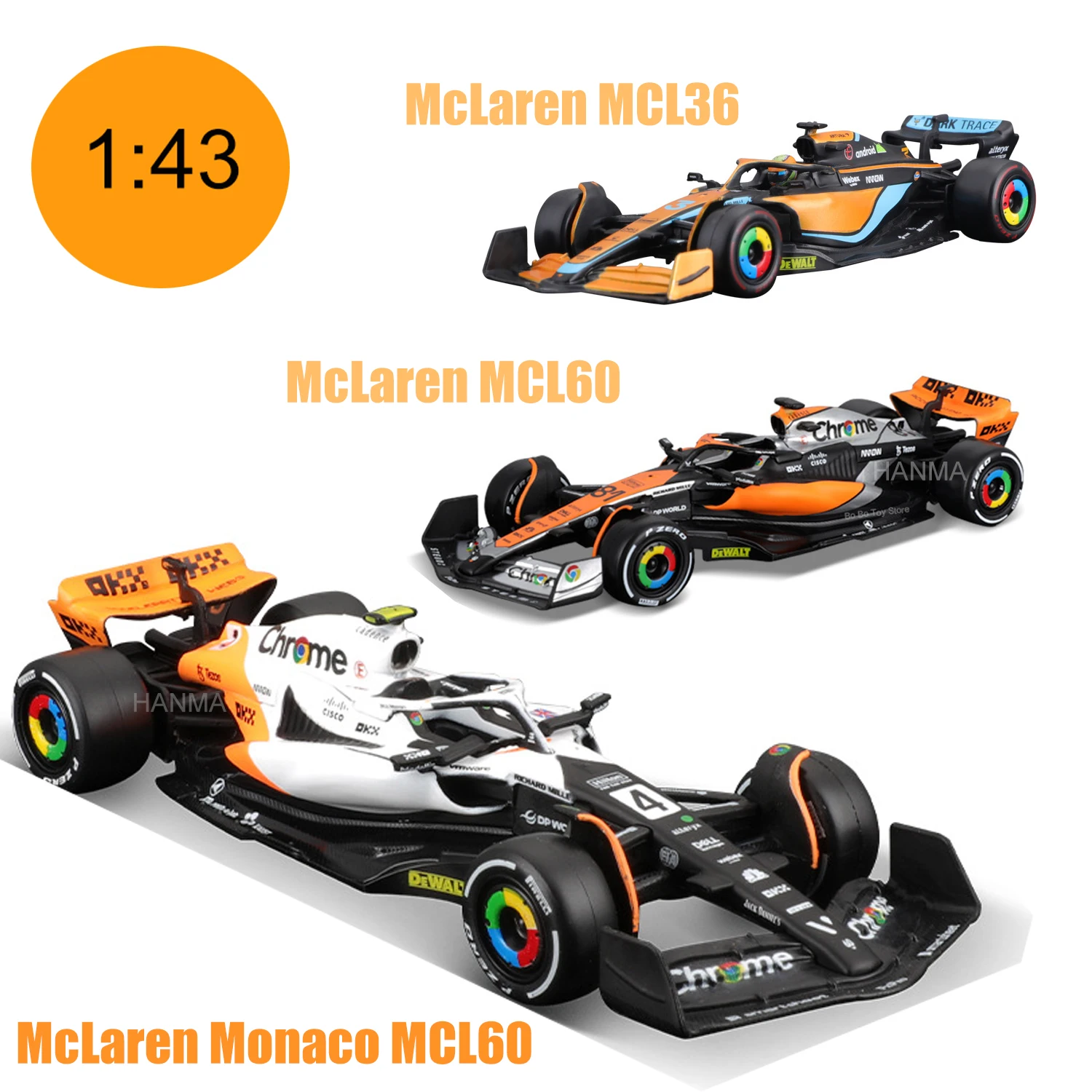 Bburago 1:43 Mclaren F1 MCL60 2023 #4 Lando Norris #81 Oscar Piastri Alloy Car Die Cast Model Toy Collectible 2022 MCL36 #3 #4