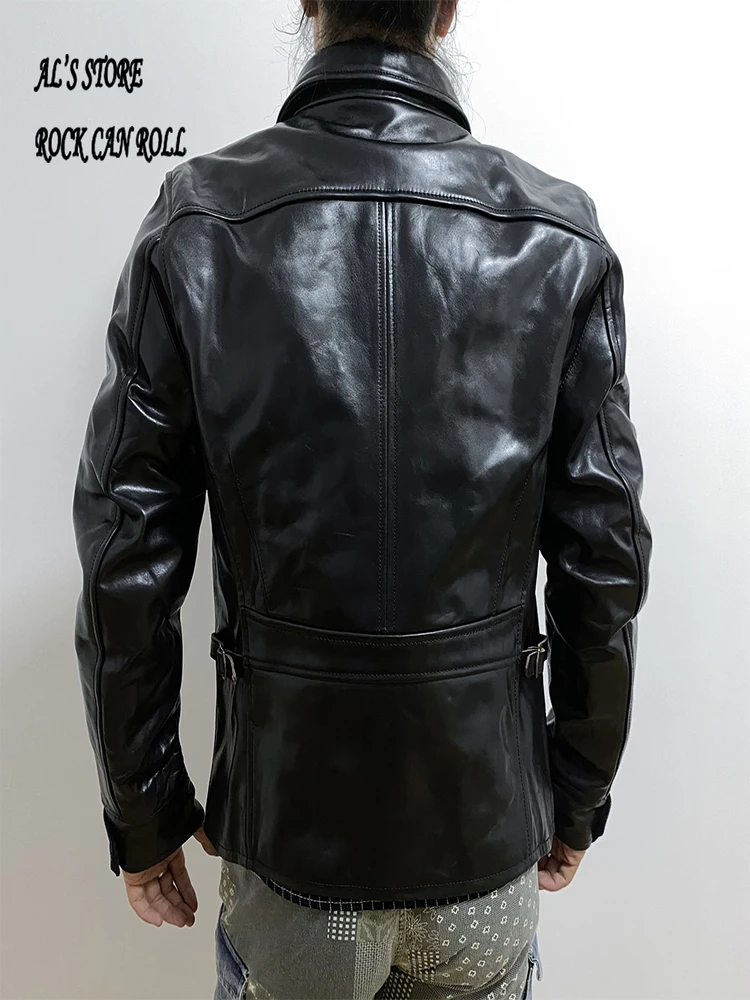 CDJ-97 Read Description! Asian Size Super Top Quality Genuine Horse Leather Slim Classic Horsehide Stylish Rider Jacket