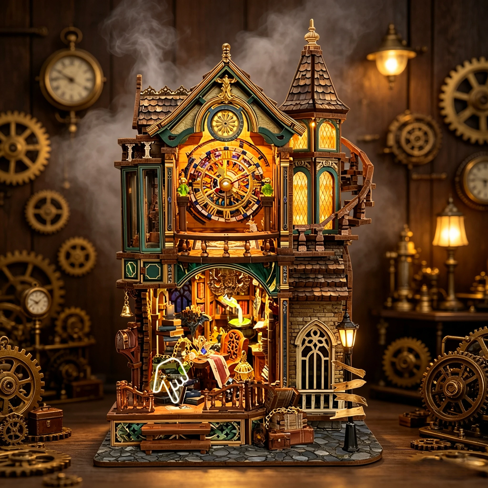 kit-de-bricolage-pour-insert-de-bibliotheque-tour-de-l'horloge-magique-nocturne-serre-livres-miniature-maison-de-poupee-modele-de-puzzle-3d-a-assembler-pour-adultes-cadeaux