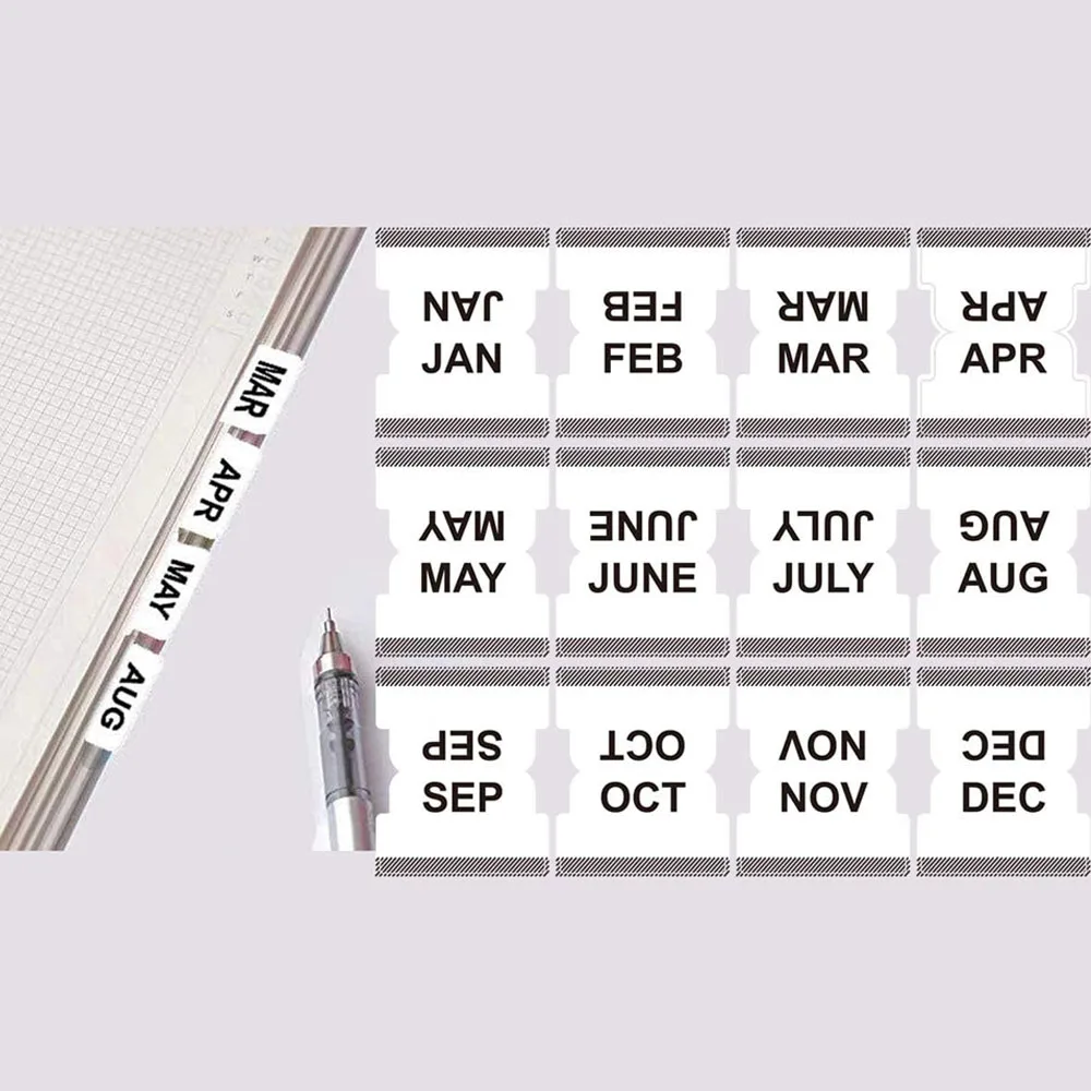 Durable Monthly Calendar Index Stickers, Monthly Self Adhesive Planner Tab Labels for Journal and Notebook 60Pcs