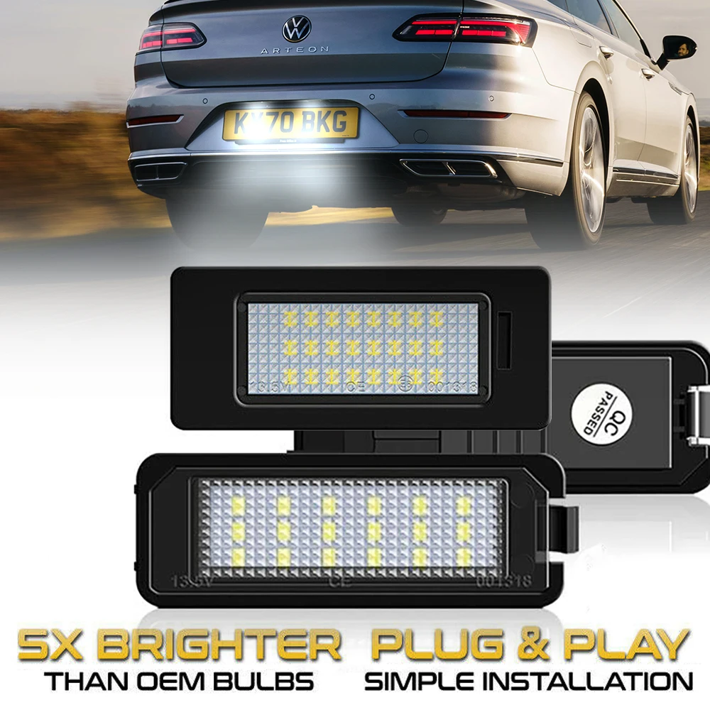 

LED License Plate Light Number Lamps For VW Passat Multivan Arteon Bora Fox Eos T-Roc Lupo Phaeton T-Cross Transporter Teramont