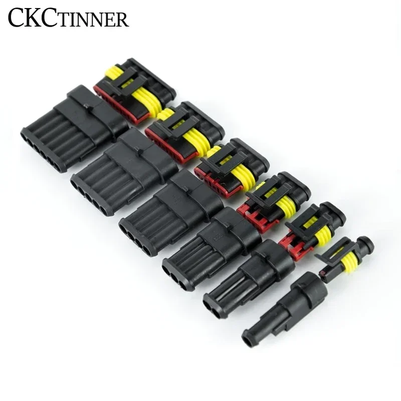 5pcs Automobile Waterproof Connector wire Connector Male and Female to plug-in harness plug terminal without line