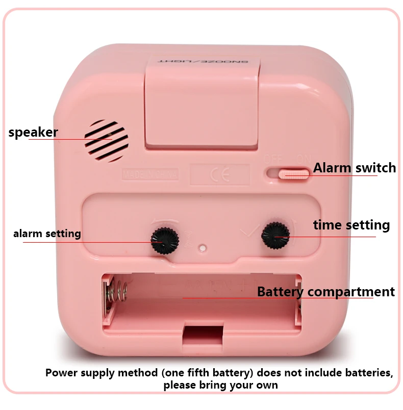 1pc Simple Night Light Small Alarm Clock, Bedside Desktop with Snooze Function Household Creative Plastic Quartz Clock