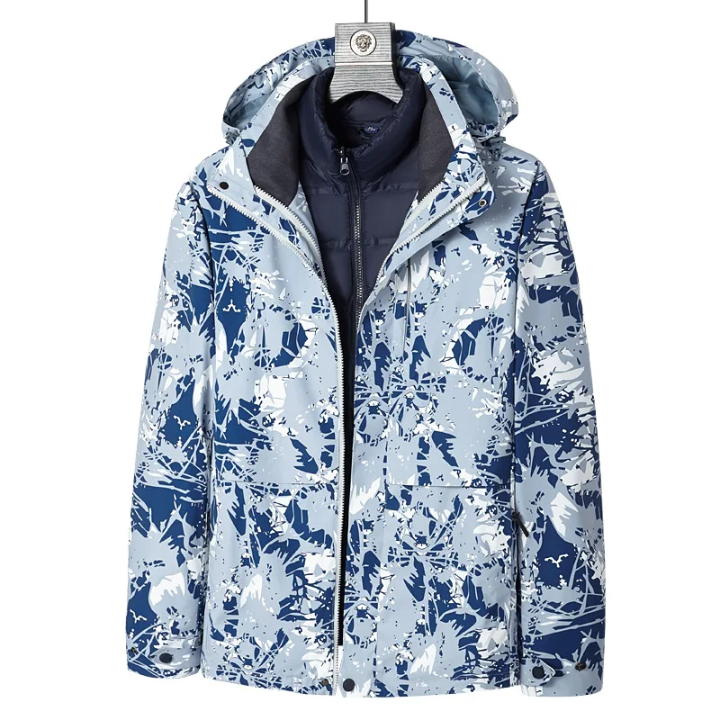 Ski Suit Down Jacket Liner Jacket Men's and Women's Thickened Jacket Three-in-one Detachable Fashion Trend To Keep Warm