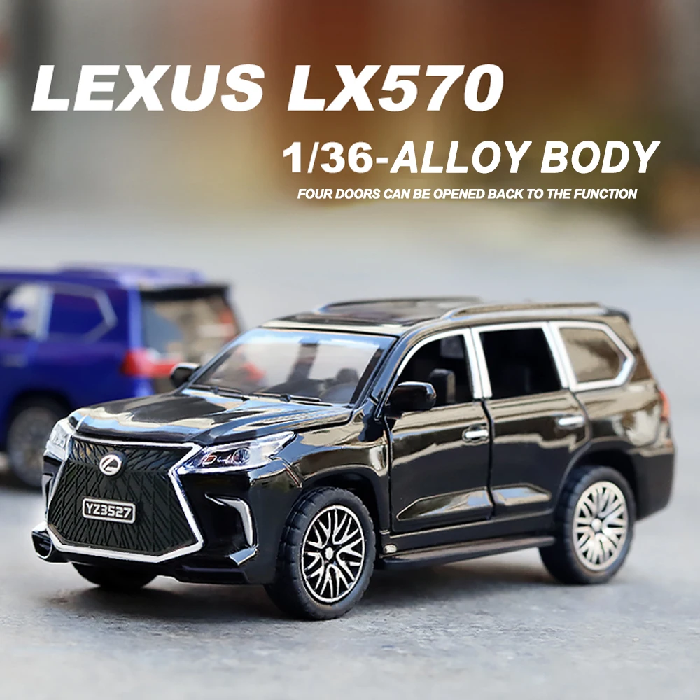 1:36 Lx570 Alloy Die-casting Toy Car Model 4 Doors Can Open The Rear Wheel Back Engine Trunk Can Open Children's Collectibles