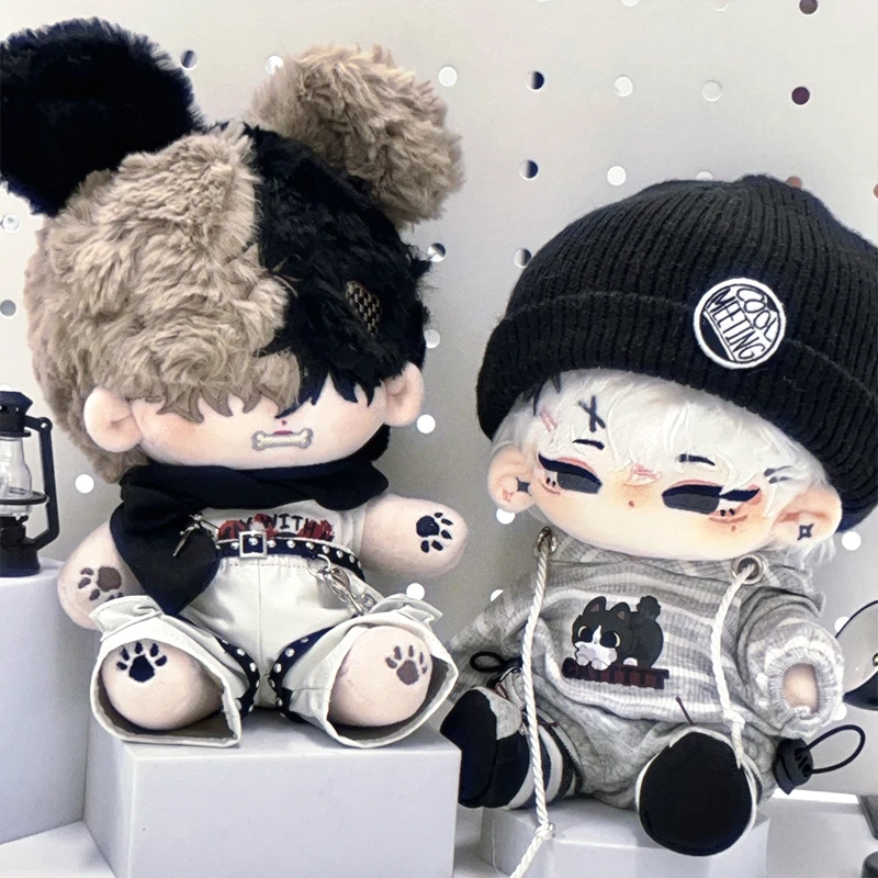 Kpop دمية قطيفة تغيير الجسم الملابس ، ملابس وسيم بارد ، أسود أبيض فاز المد الشارع ، لا سمة ، هدية أصلية ، 20