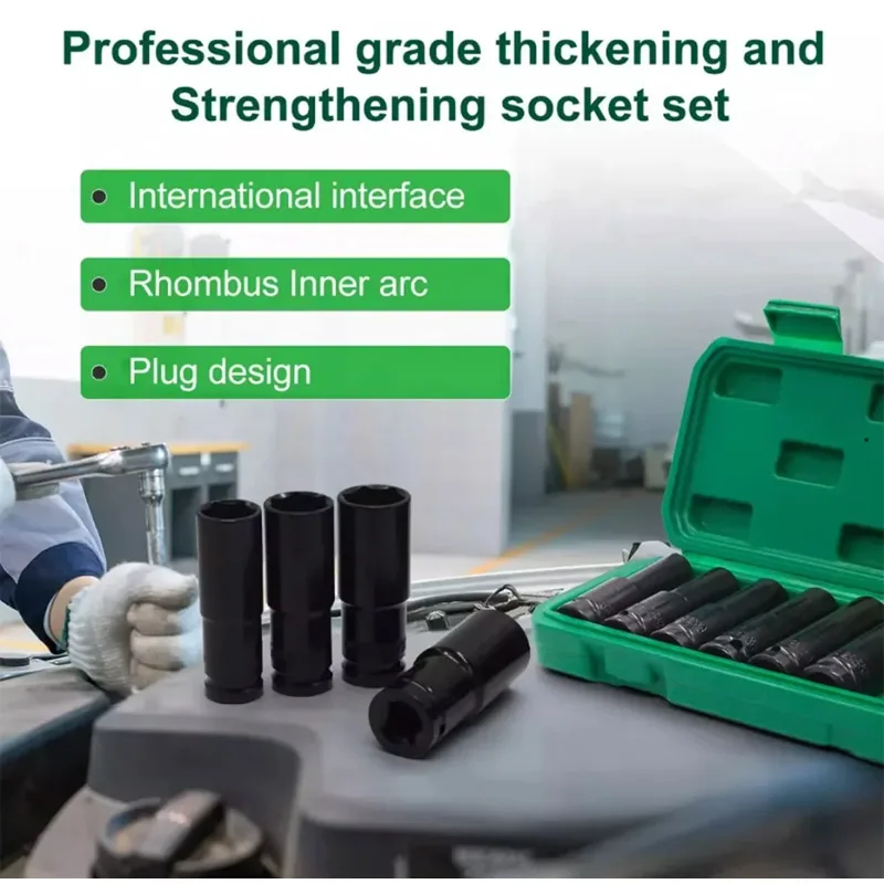 

Heavy-duty Long Socket Set Thickened Strengthening Socket Kit For Electric Wrenches Universal Interface Hex Socket Bits Repair