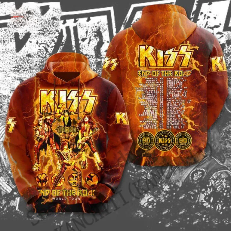 رجل جولة هوديس جديد روك قبلة الفرقة ثلاثية الأبعاد طباعة هوديي الرجال النساء موضة هوديي البلوز للجنسين رياضية الرجال الملابس سوداديراس