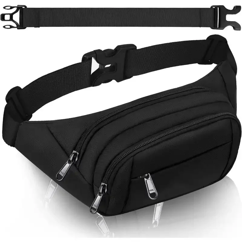 Large Fanny Pack for Women Men - Waist bag with 3-Zipper Pockets, Gifts for Enjoy Sports Traveling