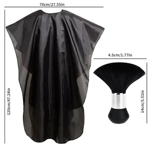 Waterproof Hair Cut Cable with Neck Duster Brush, Barber Wrap Set, Professional Salon Hairdresser Apron, Hair Stylists 11 Main Sales Barbeiro Cover - №4