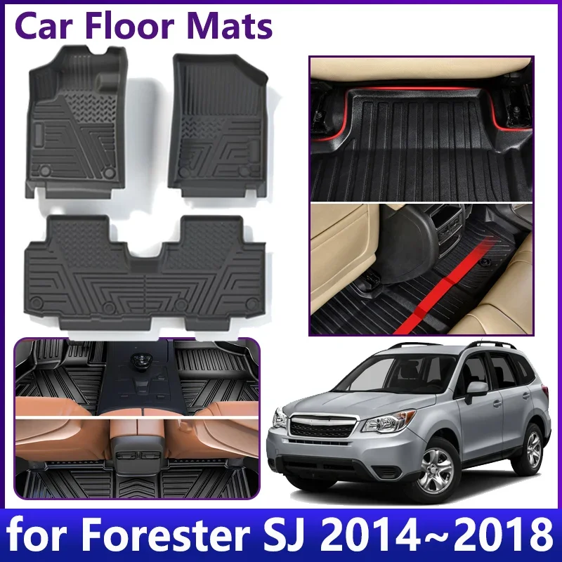 

Car Floor Mats For Subaru Forester SJ 2014 2015~2018 3D TPE Waterproof Universal Leather Foot Pad LHD Carpet Cushion Accessories