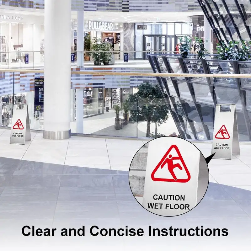 Señal de suelo húmedo, marco en A, señales de seguridad de advertencia de doble cara, 5 piezas, alerta de suelo húmedo de acero inoxidable, evita caídas para restaurante