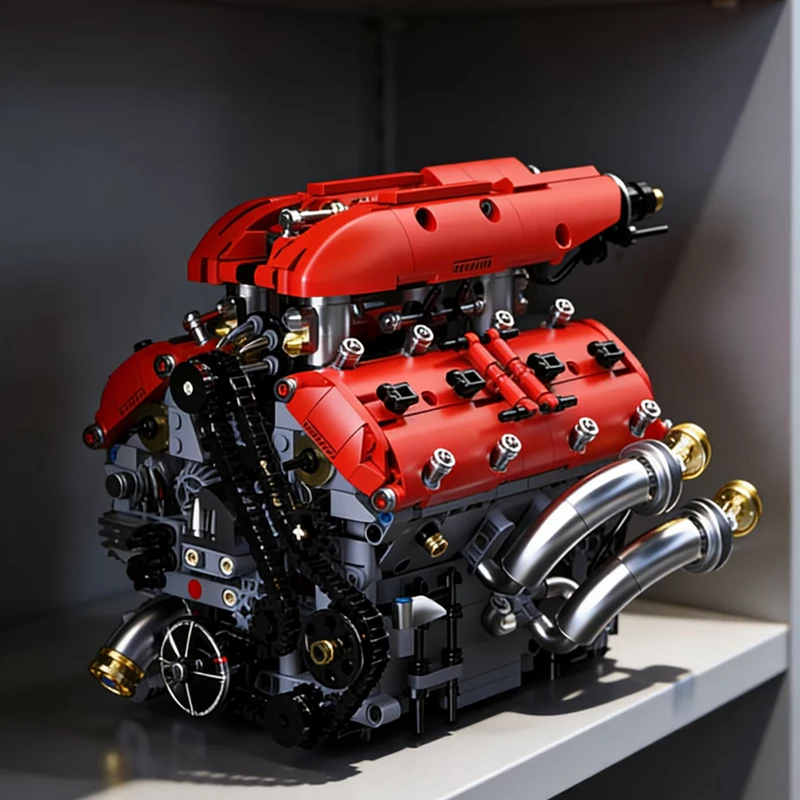 

Набор из 1370 деталей: Техническая модель двигателя V8 Turbo 3D, конструктор с электромотором, MOC-набор для сборки, игрушка, подарок на день рождения