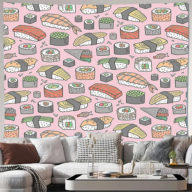 

Суши Гобелен Настенный Японская Еда Аниме Декор Эстетическая Комната Общежитие Настенное Искусство Kawaii Рамен Лапша Рамен Гобелен Кухня Де