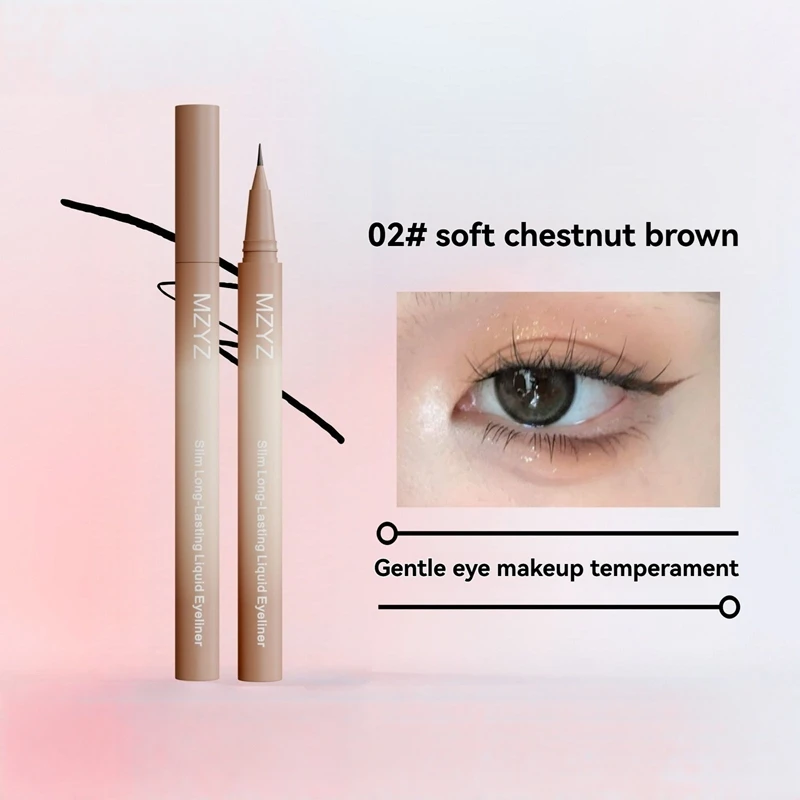 قلم تحديد العيون مقاوم للماء ومقاوم للعرق ومضاد للفرك وغير تلطخ متين للمبتدئين الزائفة لون عادي 0.01 مللي متر فرشاة مكياج فائقة الدقة