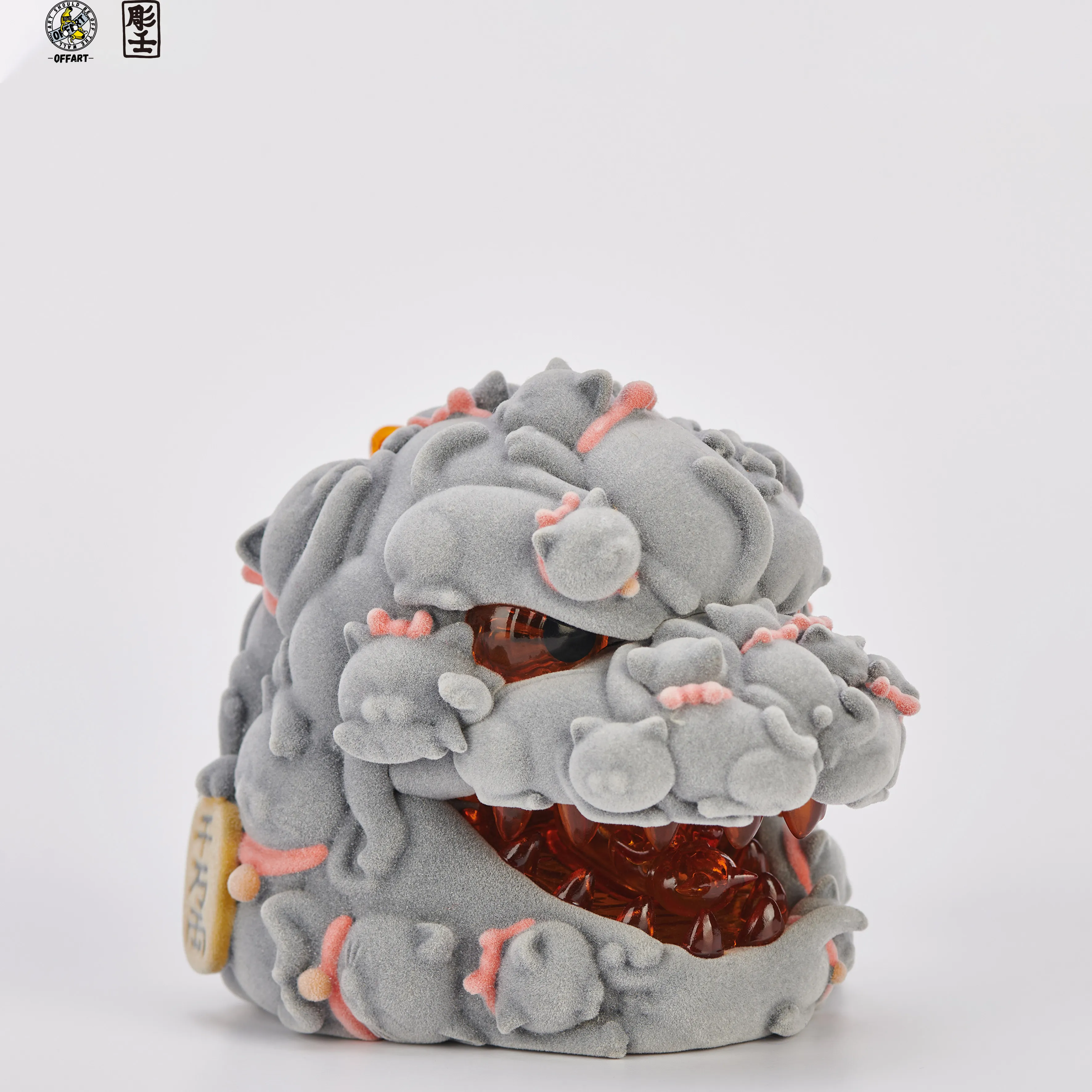 Hundred Cats Red Lotus Flocked Edition Lucky Mini Monster Trendy Figurine Gift