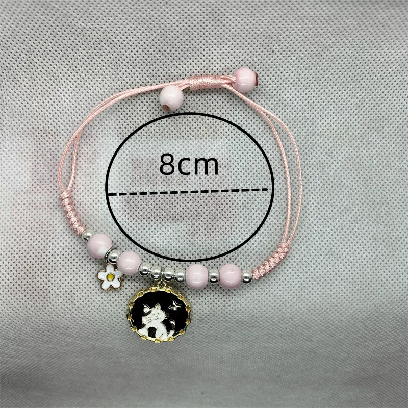 Yungqi Cartoon Animal Cat Bracelet Hand Girl Kids Women Gift Friendship Enamel Flower Pendant Charm Strap Rope Bracelets Jewelry