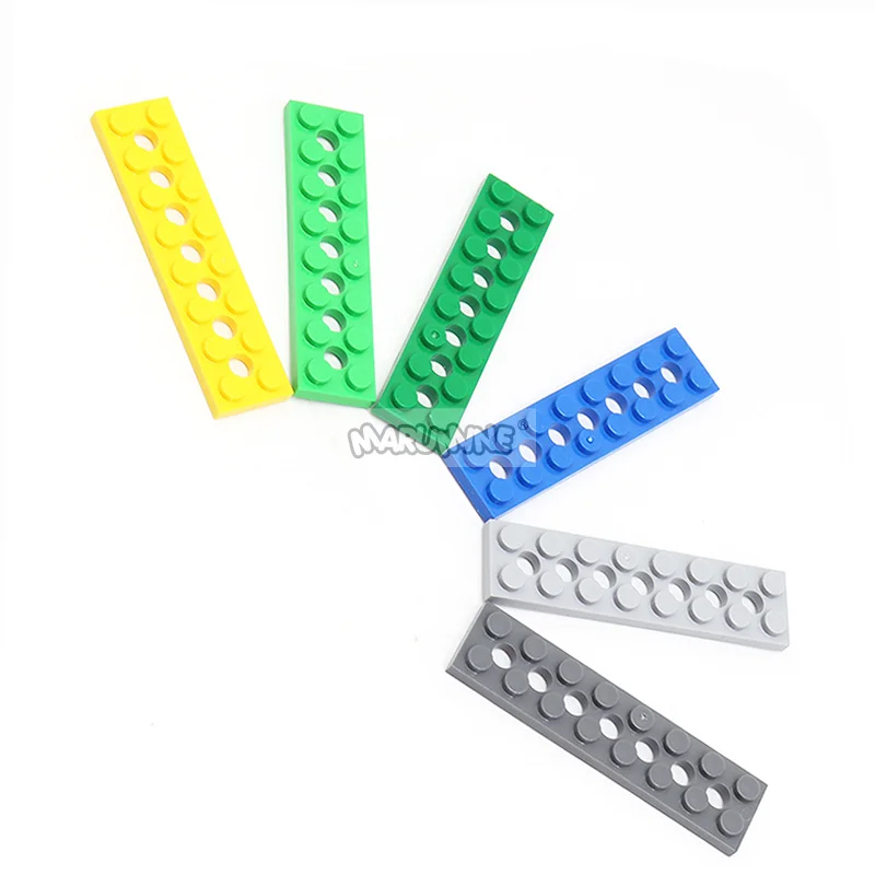 Marumine 50 Uds. Tablero de tecnología MOC 2x8 con 7 agujeros DIY bloques clásicos 3738 casas edificios piezas creativas juguete para niños