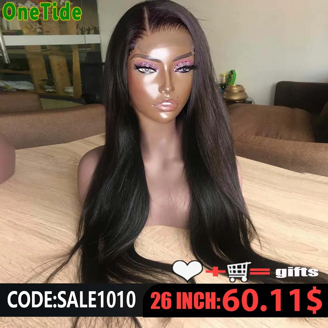 Peluca de cabello humano liso para mujeres negras, postizo de encaje Frontal transparente brasileño predespuntado, Hd, 13x4