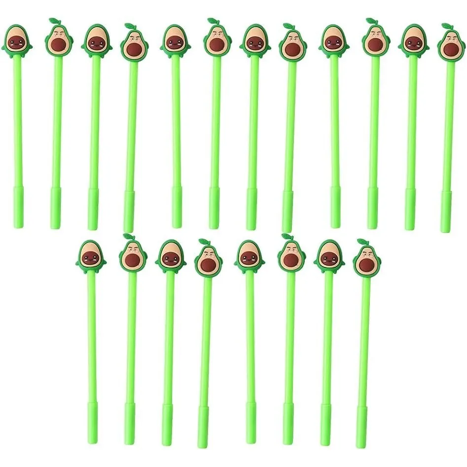 12 pcs Avocado Gel Pens Set Cute Fruit Shape 0.5 Mm for Office School Supplies Back To School Kawaii Stationery