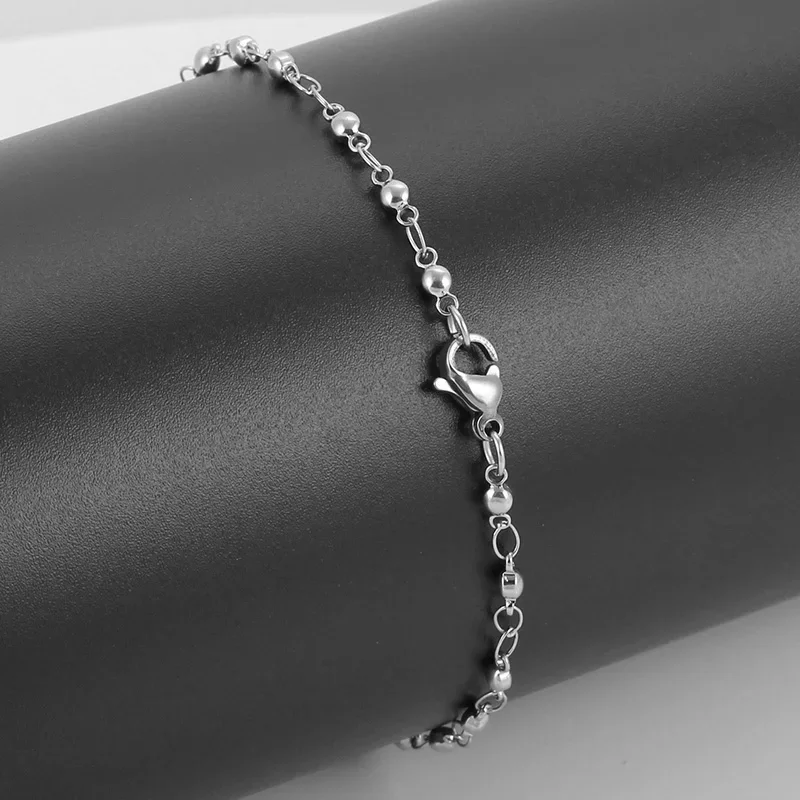 Fashion Stainless Steel Chain Bracelets For Women Silver Color Ladies Charm Thin Trendy Jewelry Party Gift Wholesale 7-9 Inch