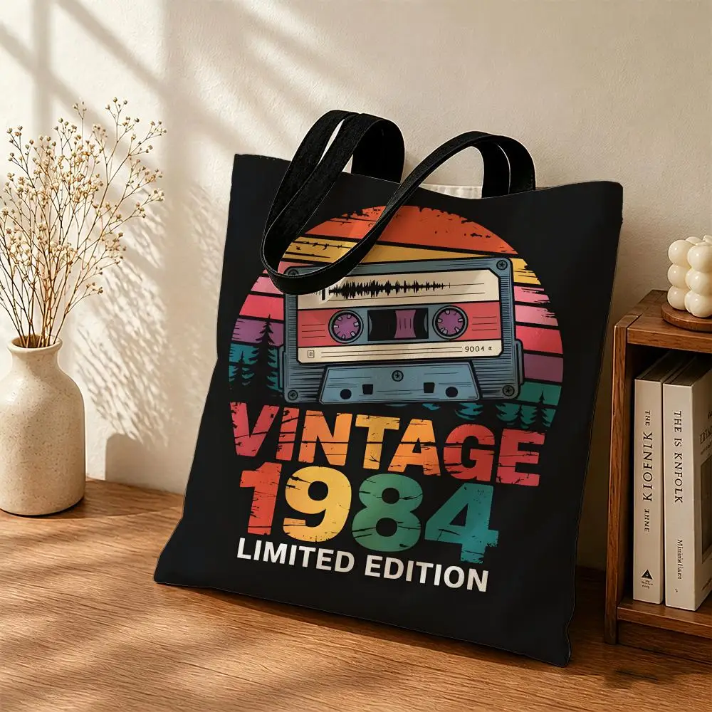 Art V-Vintage 1984-6 Storage Bags Canvas Bags Are Suitable for School, Shopping, Travel, Work, and Grocery Shopping