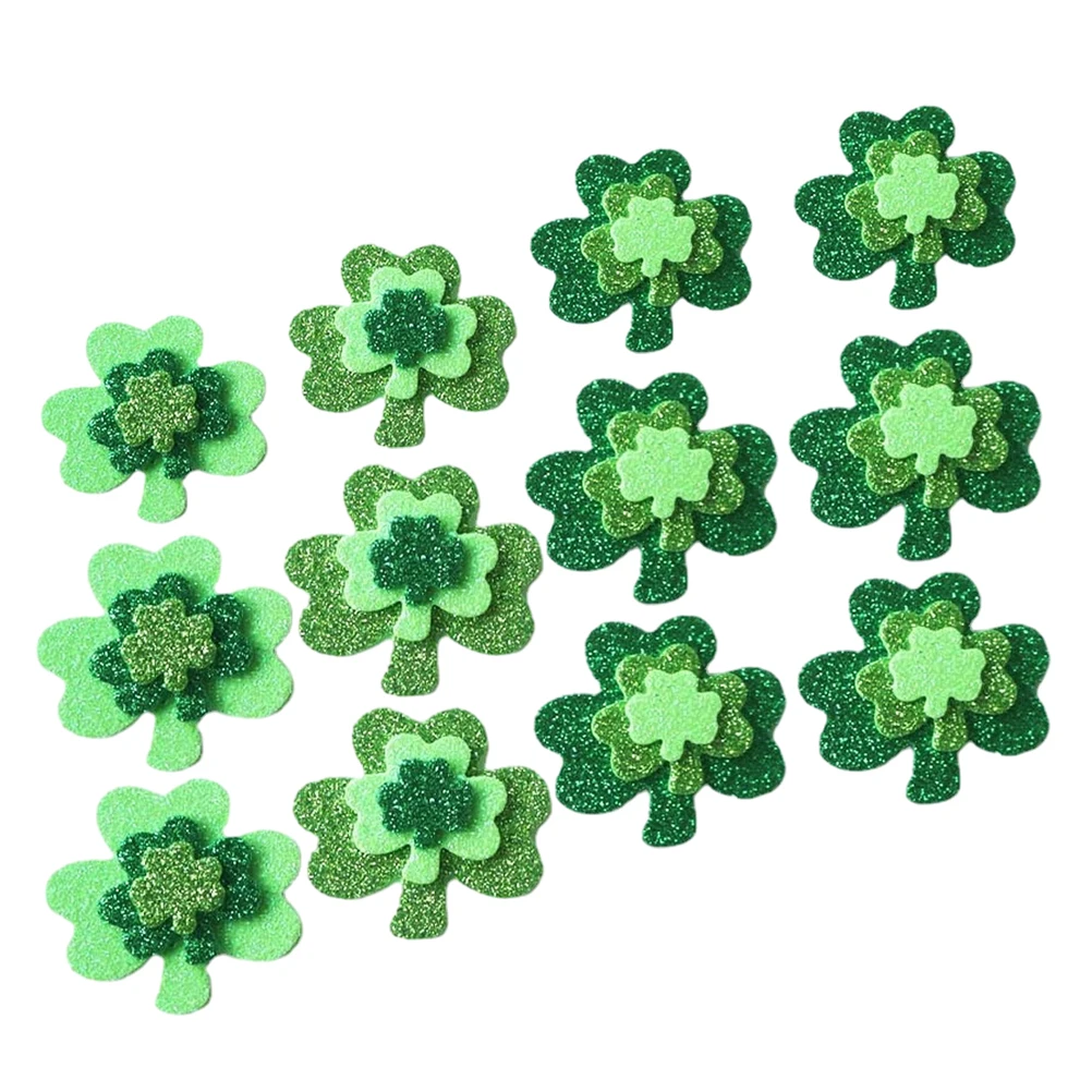 

St Patricks Day Shamrock Stickers Decorative EVA Foam Clover Adhesive DIY Craft Supplies Bright Decoration
