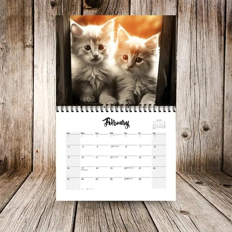 Cat Calendar Cute Kitten Monthly Wall Calendar Hangable 2025 Family Planner & Daily Organizer 21X28cm Adorable Cat Calendar For