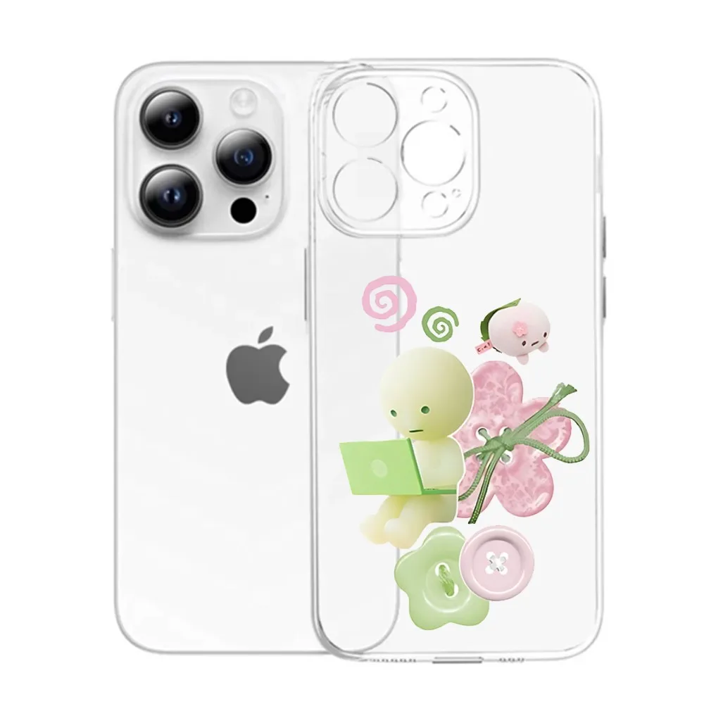 Green S-Smiski Cute Phone Case For Samsung A07 A36 A26 A56 A16 A06 A55 A35 A25 A15 A54 A34 A24 A14 A13 A53 A33 Clear Back Cover
