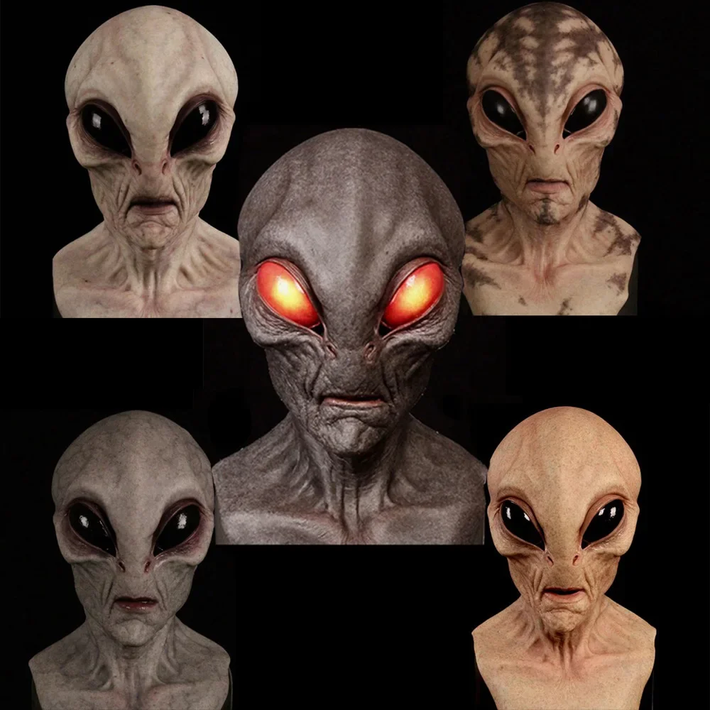 Latex Alien Headcover Halloween Alien Cosplay Maskers UFO Film Acteren Kostuum Props Masques Rekwisieten Vakantie Kinderen Speelgoed Alien Masker