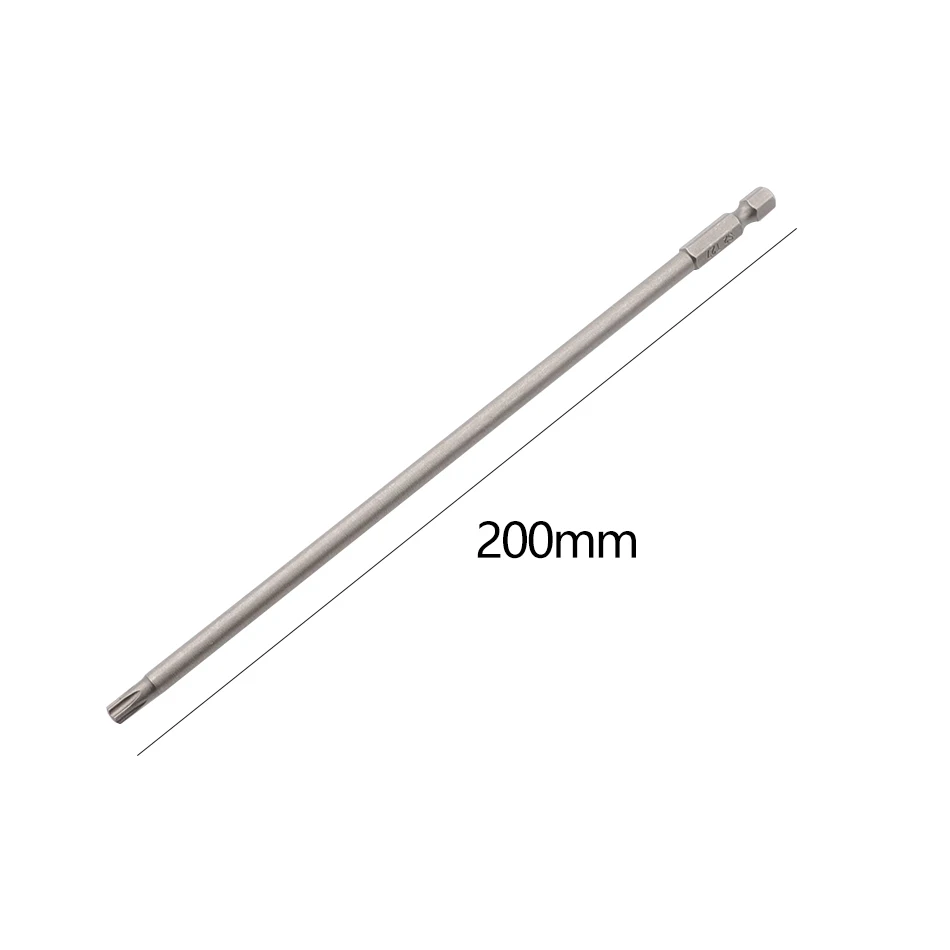 1 sztuk 200mm magnetyczny Torx zestaw wkrętaków S2 ze stopu stali nierdzewnej bity do wkrętarki T10, T15, T20, T25, T27, T30