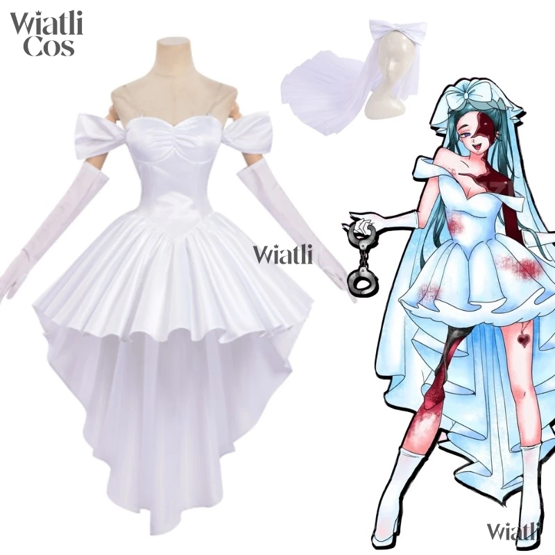 Alien Stage Zombie Stage Sua Cosplay White Wedding Dress Costume Dress Idol Stage Outfit ALNST Character Halloween Party Costume