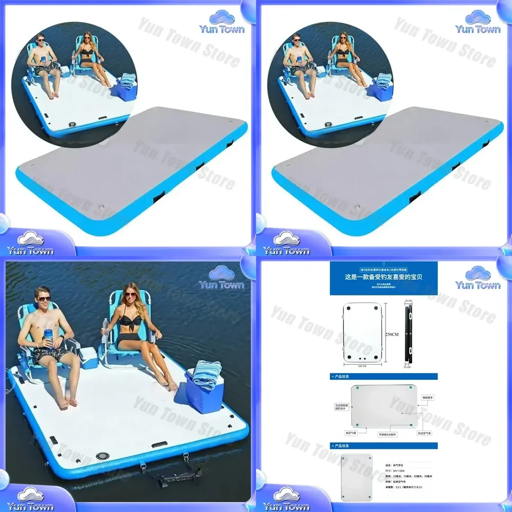 Inflatable Floating Island for Fishing and Relaxation Portable Water Platform for Kayaking Swimming Pool Float for Adults
