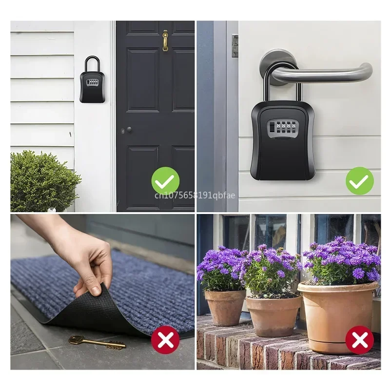 Password Key Box Wall Mount Weatherproof 4 Digit Passwords Lock Storage Box Hanging Home Office Strong Safe Box