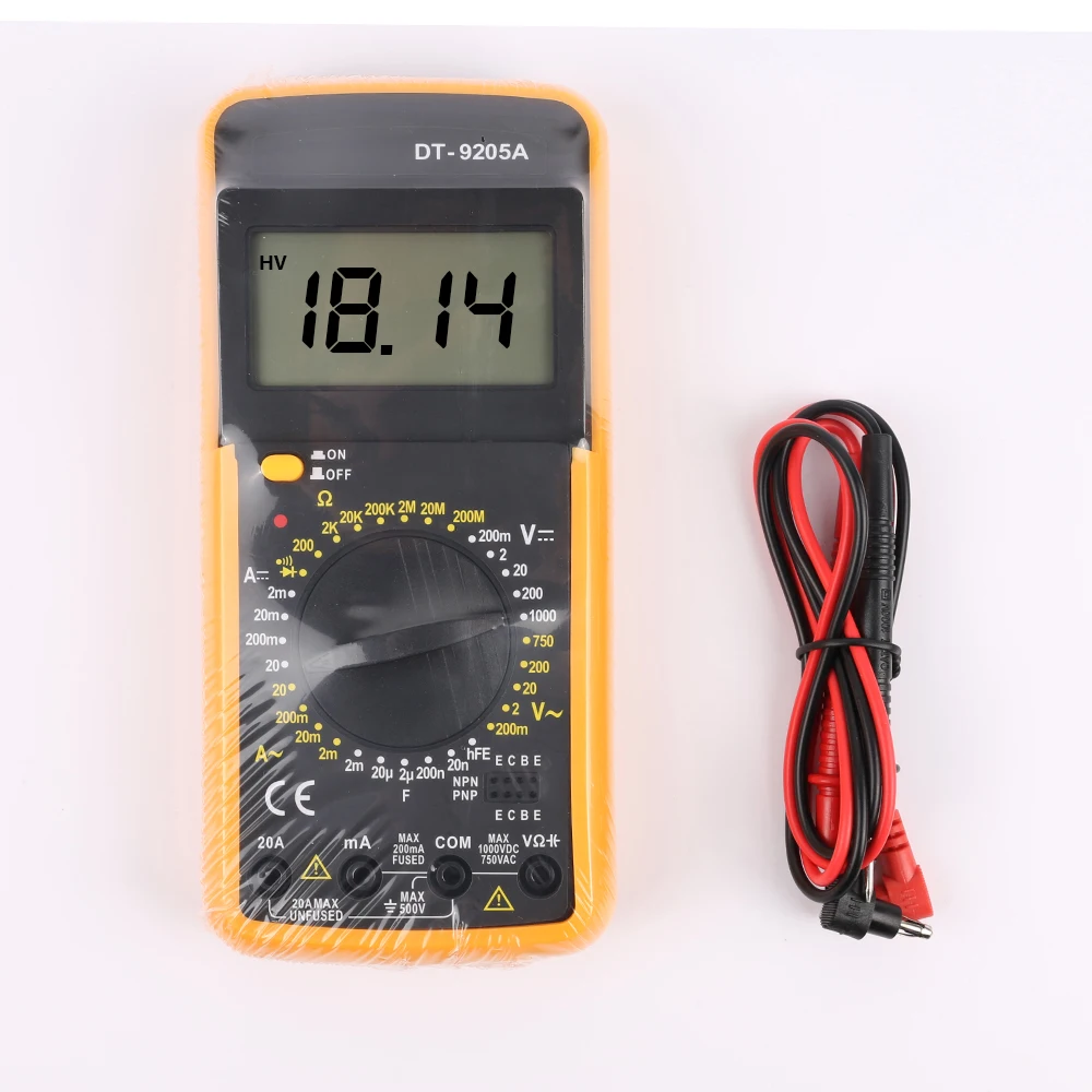 Digital Multimeter DT-9205A Auto Range Multimetro AC/DC Transistor Tester Electrical NCV Test Meter Profesional Analog Sets