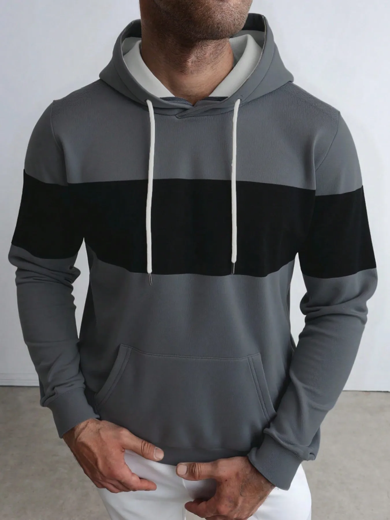 

Fashion Harajuku Stripe Color Blocking Men's Hoodies Minimalist Casual Unisex Daily Street Sweatshirts Male Clothing Pullovers