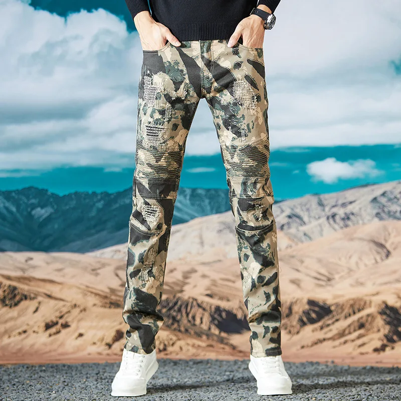 

Y2K осенние новые мужские камуфляжные тактические джинсы модные тонкие джинсовые брюки-карго брендовое качество мужские джинсовые брюки-локомотив Ripper Jean